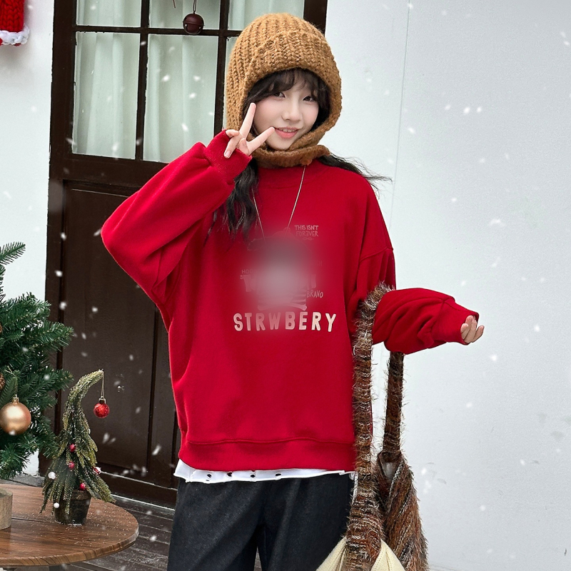 Meitenēm paredzēta fliša iekšējā odere ar apļu kaklu, korejiešu stila, animācijas dzīvnieku motīvs, bērniem virs 8 gadiem (augums 140 cm+), rudens–ziemas 2025