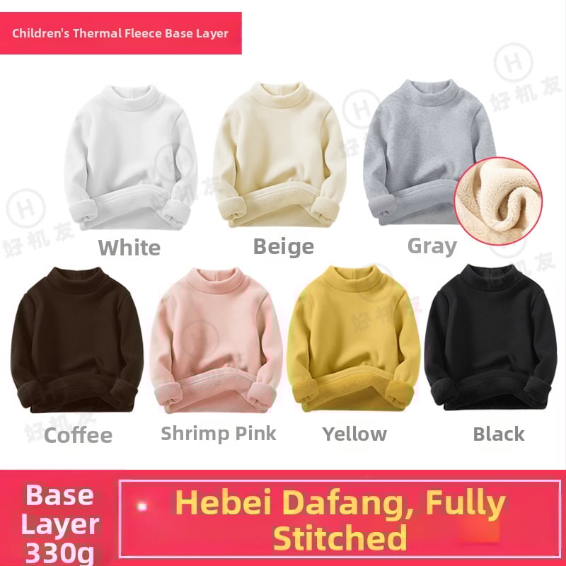 Bērnu termo krekliņš pamat slānim ar fleece iekšējo odere, Derong audums, 95% poliester, pusaugsta apkakle, garas piedurknes, ziema, unisex