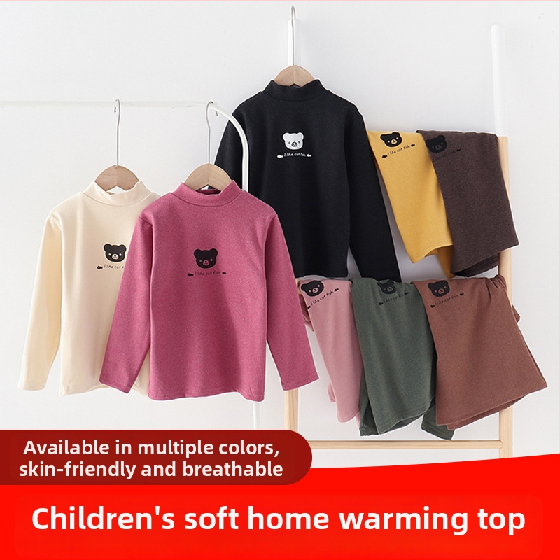 Detský pulóver s vysokým golierom, bez kapucne, dlhé rukávy, cartoon vzor, polyesterová zmes, pre deti 3–8 rokov, jeseň-zima