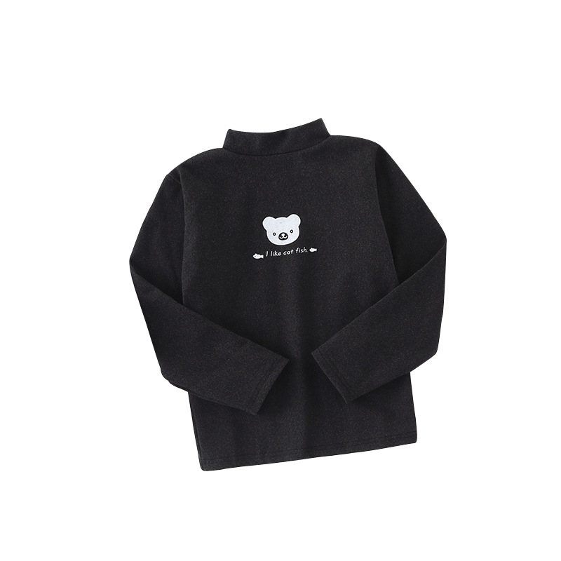 Augstu apkakli bērnu džemperis, bez kapuces, garas piedurknes, karikatūras raksts, poliestera maisījums, 3–8 gadi, rudens-ziemas sezonai