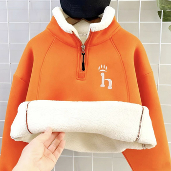 Bērnu bieza flīsa džemperis ar rāvējslēdzēju un stāvu kaklu, garas piedurknes, kokvilnas maisījums, poliestera odere, mīksts pieskāriens