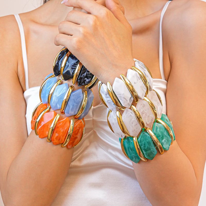 Roku darbs akrila elastīgā rokassprādze ar nepravilīgu rombu - Exquisite Jewelry Factory