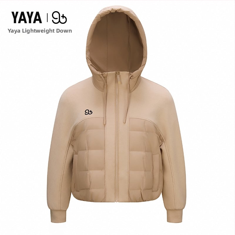 Női duck down dzseki kapucnival, 86–90% tolltöltet, poliészter anyag, közepes hossz, laza szabás, cipzáras záródás, ősz 2025, hercegnő-stílus