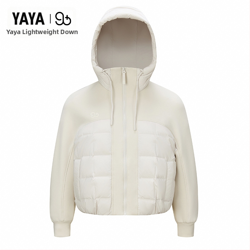 Női duck down dzseki kapucnival, 86–90% tolltöltet, poliészter anyag, közepes hossz, laza szabás, cipzáras záródás, ősz 2025, hercegnő-stílus
