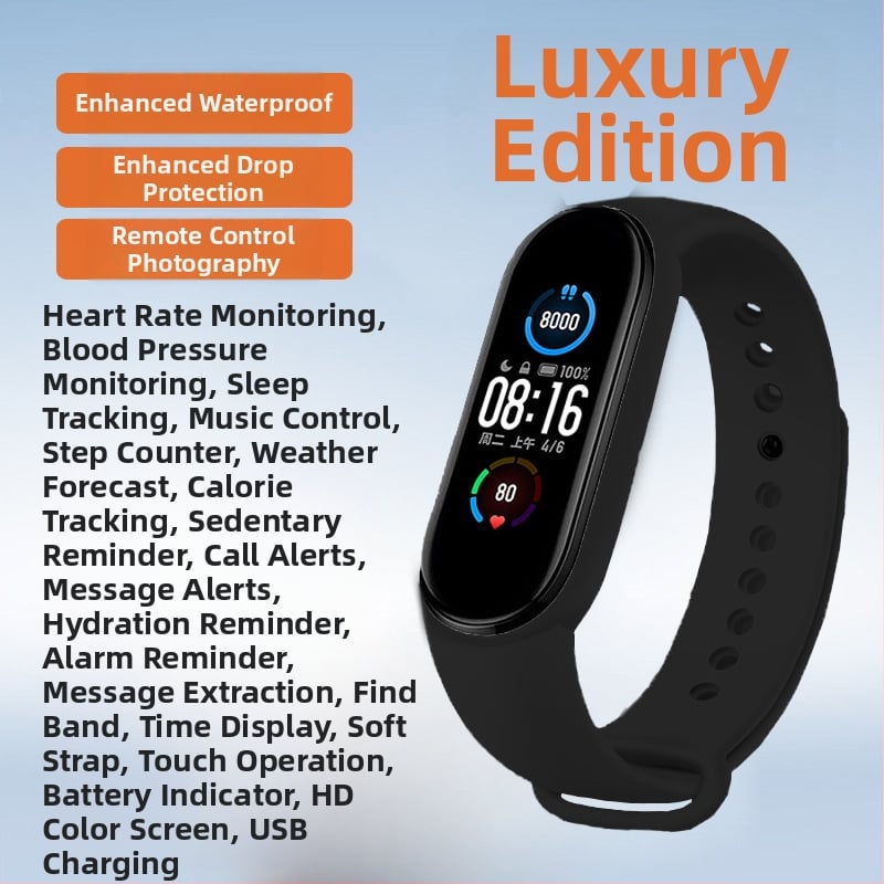 Brățară inteligentă pentru sport cu monitorizare a oxigenului din sânge, ritm cardiac și tensiune arterială, monitorizare a somnului, impermeabilă