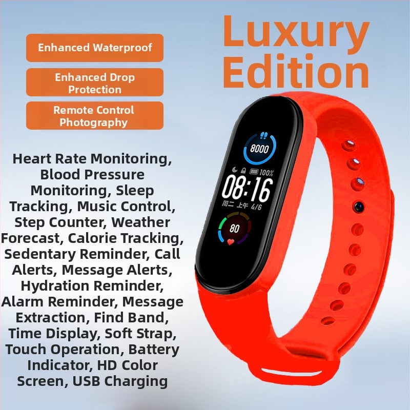 Brățară inteligentă pentru sport cu monitorizare a oxigenului din sânge, ritm cardiac și tensiune arterială, monitorizare a somnului, impermeabilă