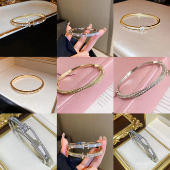 Rokassprādze ar zirkonu un burta sprādze – 18 g, elektroplatēta, pilsētas stils