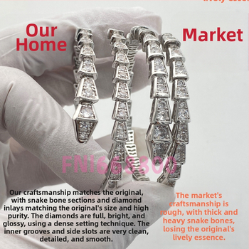 Čūskas formas rokassprādze ar atvērtu dizainu, Materiāls: V gold; Apstrāde: dimants; Svars: 16.5; Sezona: pavasaris 2025