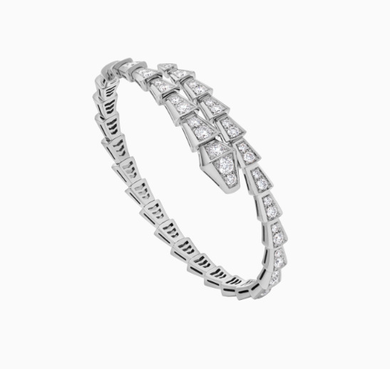 Čūskas formas rokassprādze ar atvērtu dizainu, Materiāls: V gold; Apstrāde: dimants; Svars: 16.5; Sezona: pavasaris 2025