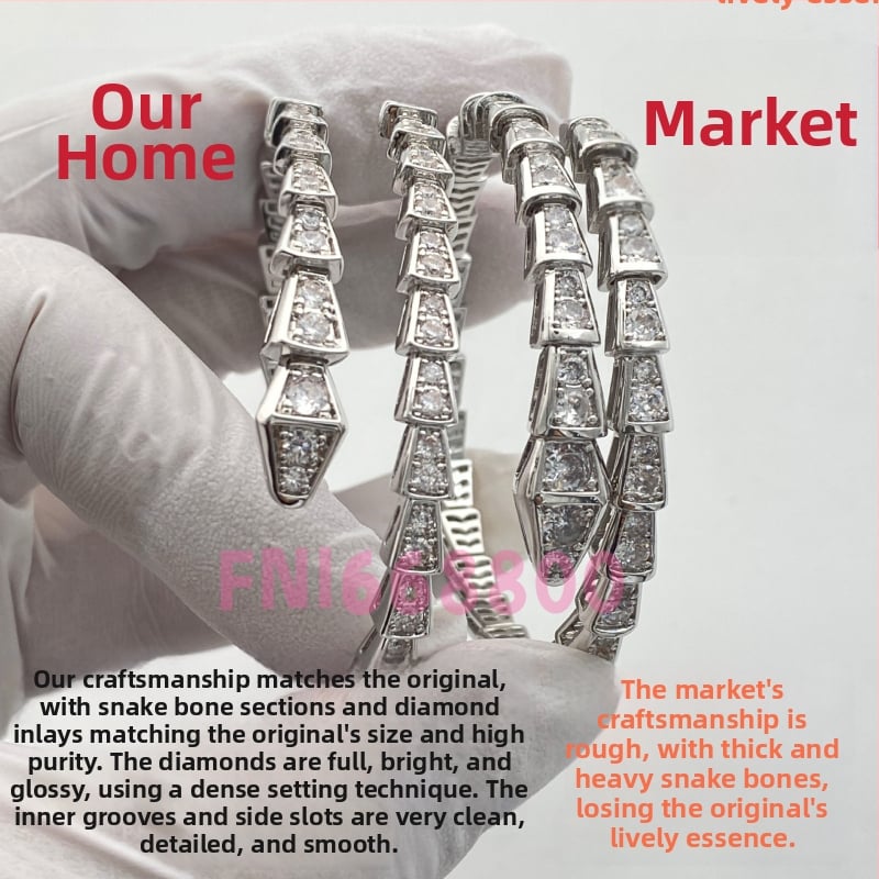 Čūskas formas rokassprādze ar atvērtu dizainu, Materiāls: V gold; Apstrāde: dimants; Svars: 16.5; Sezona: pavasaris 2025