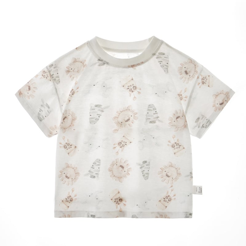 Bērnu T-krekls, 100% kokvilna, īsās piedurknes, apaļš kakls, dzīvnieku raksts