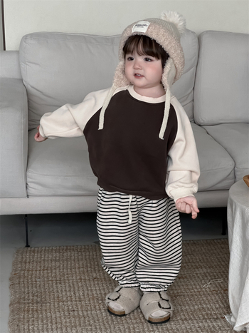 Divu gabalu bērnu komplekts ar biksēm, korejas stila, kokvilna 85%, bieza ziemai un rudenim, vecums 1–3 gadi