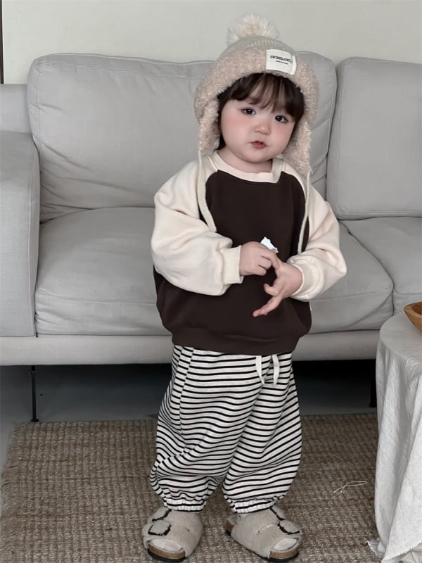 Divu gabalu bērnu komplekts ar biksēm, korejas stila, kokvilna 85%, bieza ziemai un rudenim, vecums 1–3 gadi