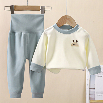 Divu gabalu zīdaiņu termālais komplekts ar biksēm – Derong flīss, 95% poliesters, garas piedurknes, bez kapuces, karikatūras raksts, universāls