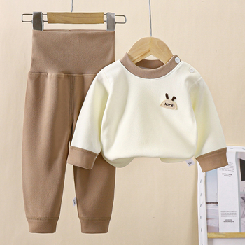 Divu gabalu zīdaiņu termālais komplekts ar biksēm – Derong flīss, 95% poliesters, garas piedurknes, bez kapuces, karikatūras raksts, universāls