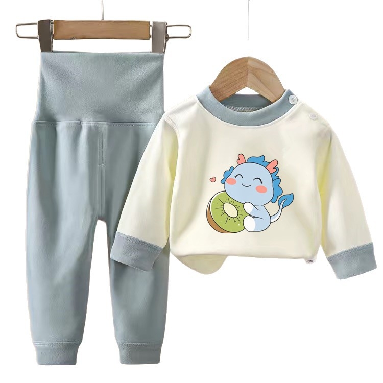 Divu gabalu zīdaiņu termālais komplekts ar biksēm – Derong flīss, 95% poliesters, garas piedurknes, bez kapuces, karikatūras raksts, universāls