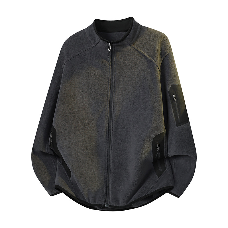 Мъжко качулково поларено яке – термоизолация, райета, свободен кардиган стил за зимно/есенно време