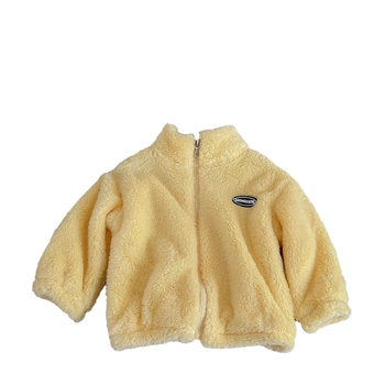 Bērnu flaneles jaka ar fleece apdari, stāvošais kakls, rāvējslēdzējs, bieza auduma slāņa, rudens apģērbs 1–3 gadus veciem bērniem