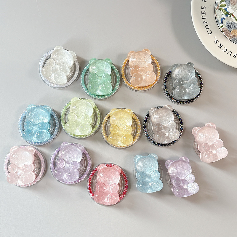 Držač za telefon u obliku mede s dizajnom airbag, magnetska kompatibilnost MagSafe, ljepilo i ljepljiva ugradnja, kreativni nosač prstena