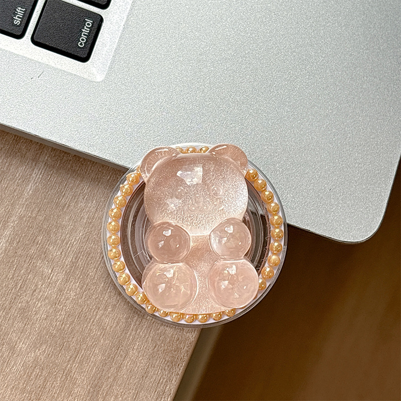 Držač za telefon u obliku mede s dizajnom airbag, magnetska kompatibilnost MagSafe, ljepilo i ljepljiva ugradnja, kreativni nosač prstena