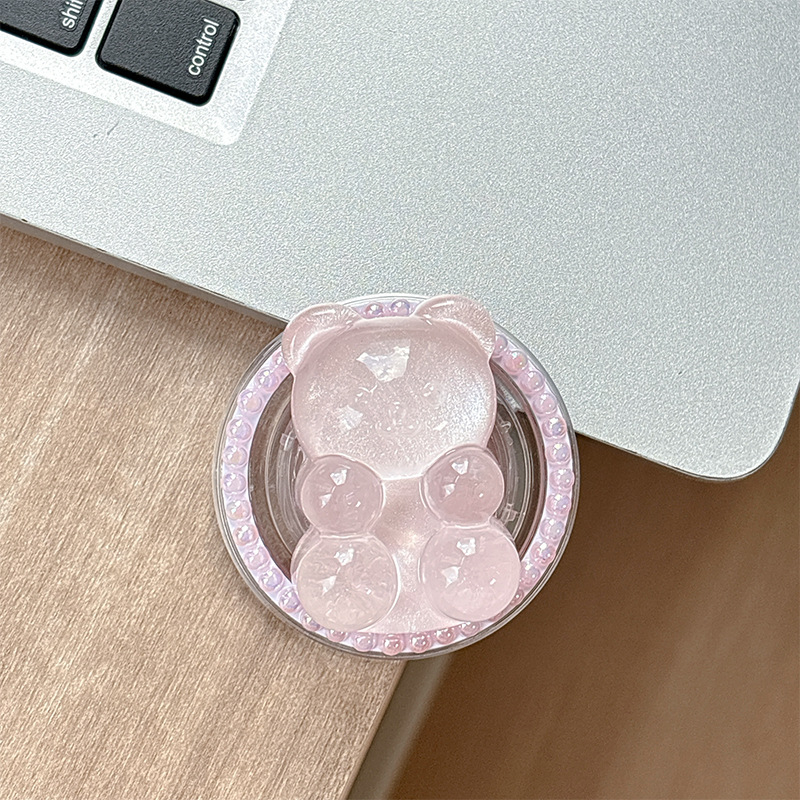 Držač za telefon u obliku mede s dizajnom airbag, magnetska kompatibilnost MagSafe, ljepilo i ljepljiva ugradnja, kreativni nosač prstena