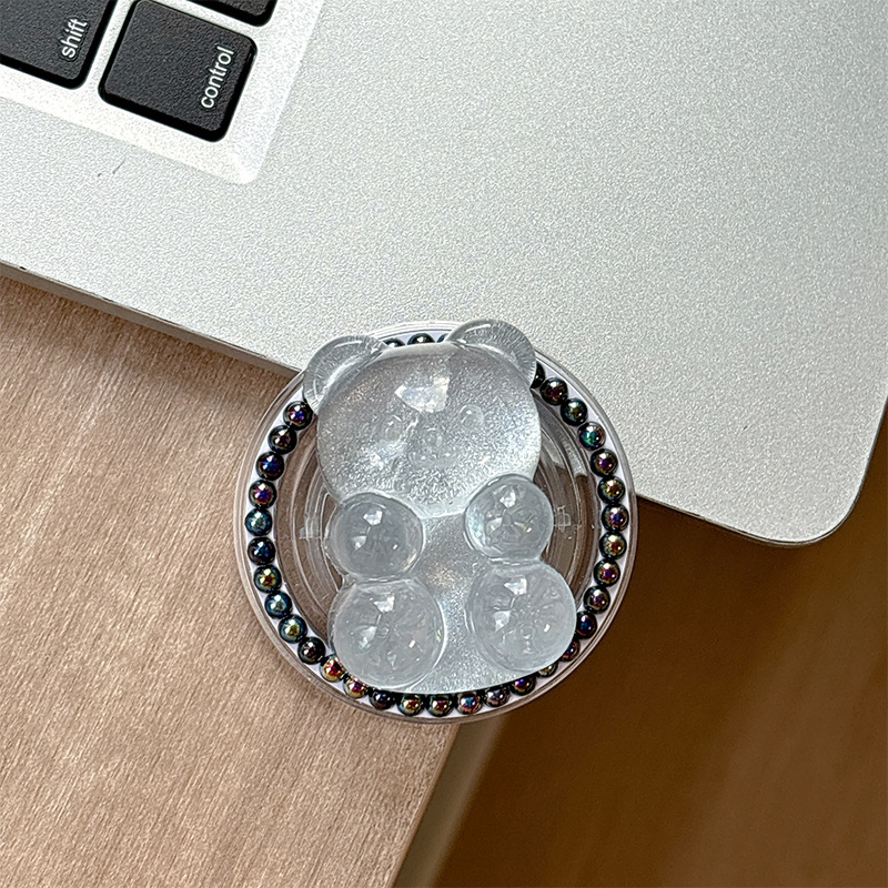 Držač za telefon u obliku mede s dizajnom airbag, magnetska kompatibilnost MagSafe, ljepilo i ljepljiva ugradnja, kreativni nosač prstena