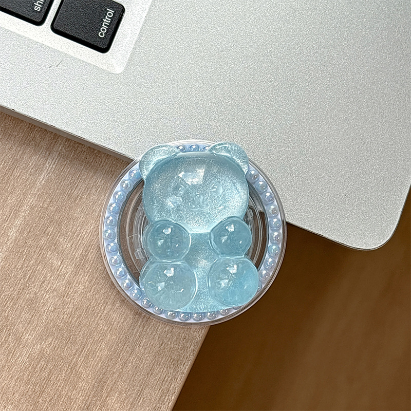 Držač za telefon u obliku mede s dizajnom airbag, magnetska kompatibilnost MagSafe, ljepilo i ljepljiva ugradnja, kreativni nosač prstena