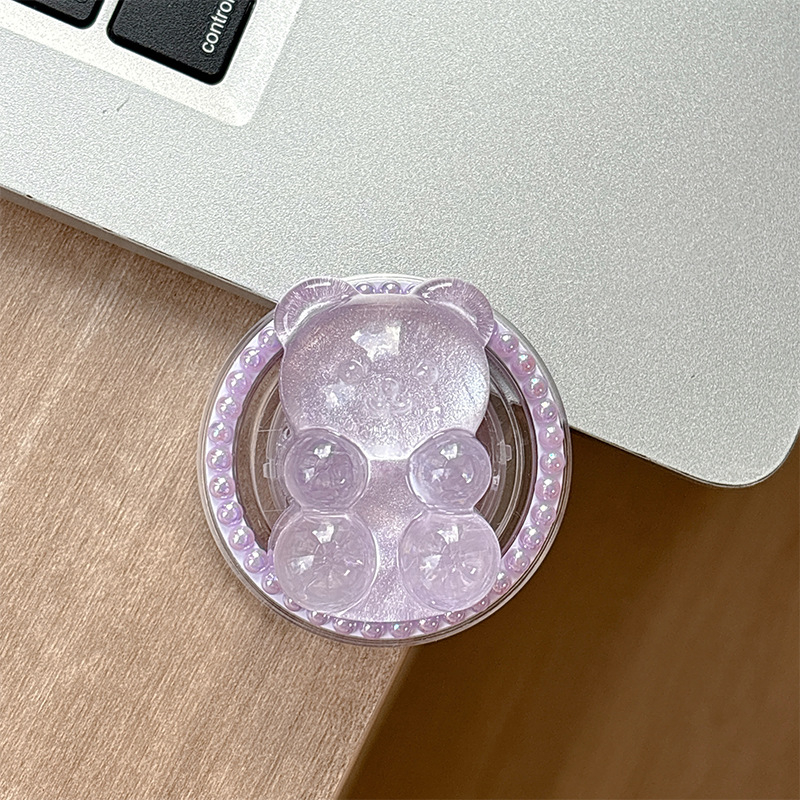 Držač za telefon u obliku mede s dizajnom airbag, magnetska kompatibilnost MagSafe, ljepilo i ljepljiva ugradnja, kreativni nosač prstena