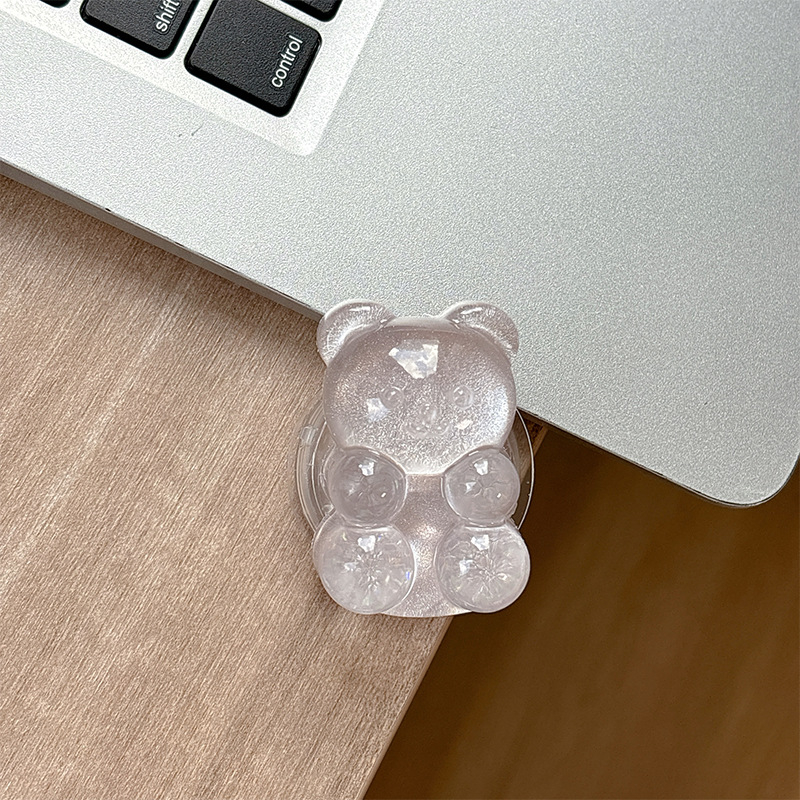 Držač za telefon u obliku mede s dizajnom airbag, magnetska kompatibilnost MagSafe, ljepilo i ljepljiva ugradnja, kreativni nosač prstena