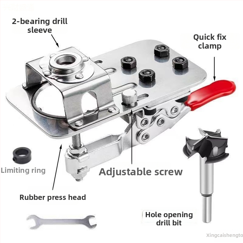 Alat za otvaranje rupa za šarke s dodatnim limiterom — kartični alat od nehrđajućeg čelika, za kućnu drvnu obradu, marka Xingcai shengtong hardware, 200+ setova, za cijeli dom