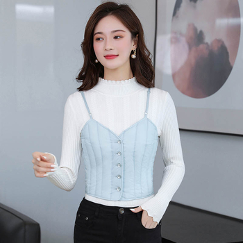 Sieviešu dūnu veste, šaurs piegriezums, balta pīļu dūnu pildījums 81–85%, īss garums 40–50 cm, poliesteršķiedra