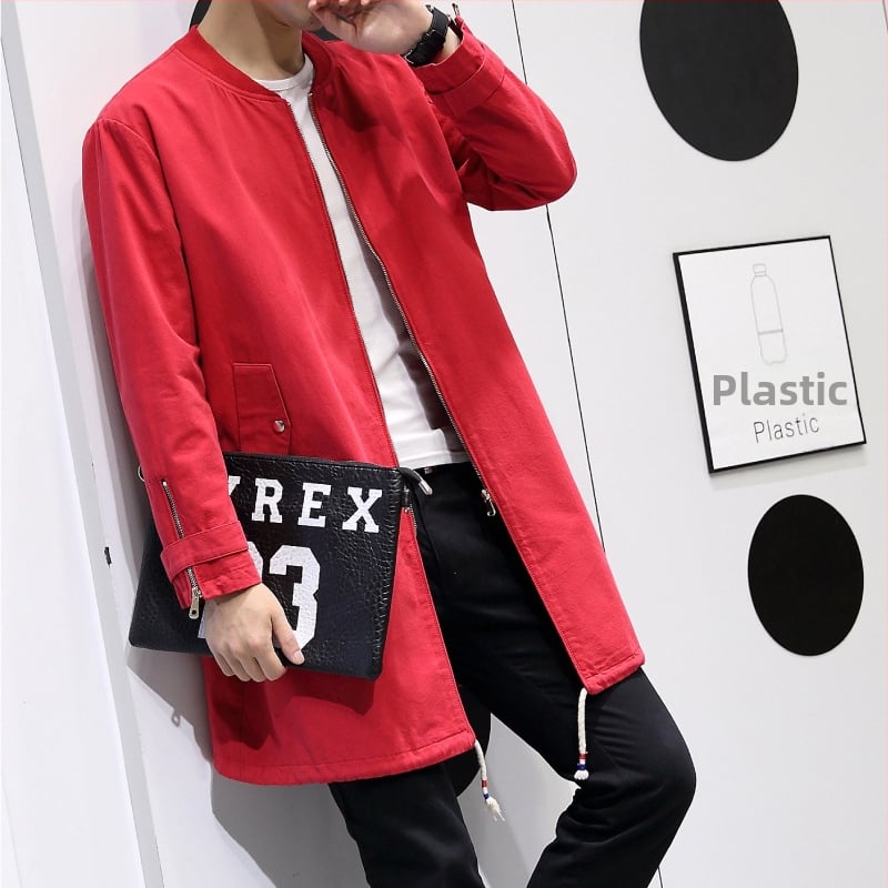 Vīriešu jaka ar stāvošu kaklu, rāvējslēdzējs, vidējā garuma 65–80 cm, ārējais audums 100% kokvilna, iekšējā odere poliesteris