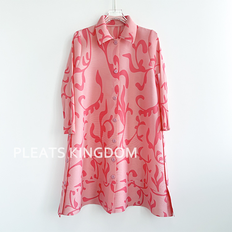 Női középhosszú széldzseki nyomtatott plisével, poliészter 90–95%, városi stílus, UV védelem