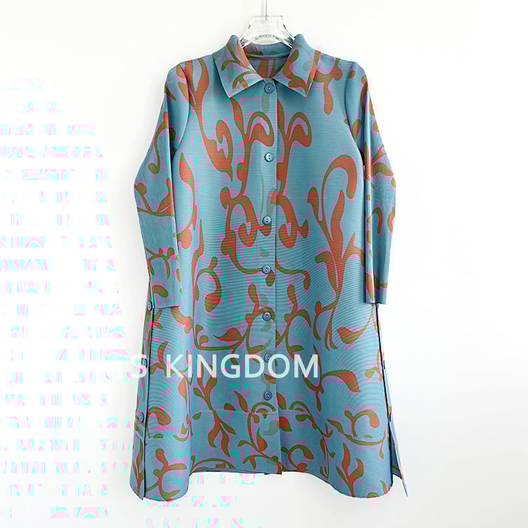 Női középhosszú széldzseki nyomtatott plisével, poliészter 90–95%, városi stílus, UV védelem