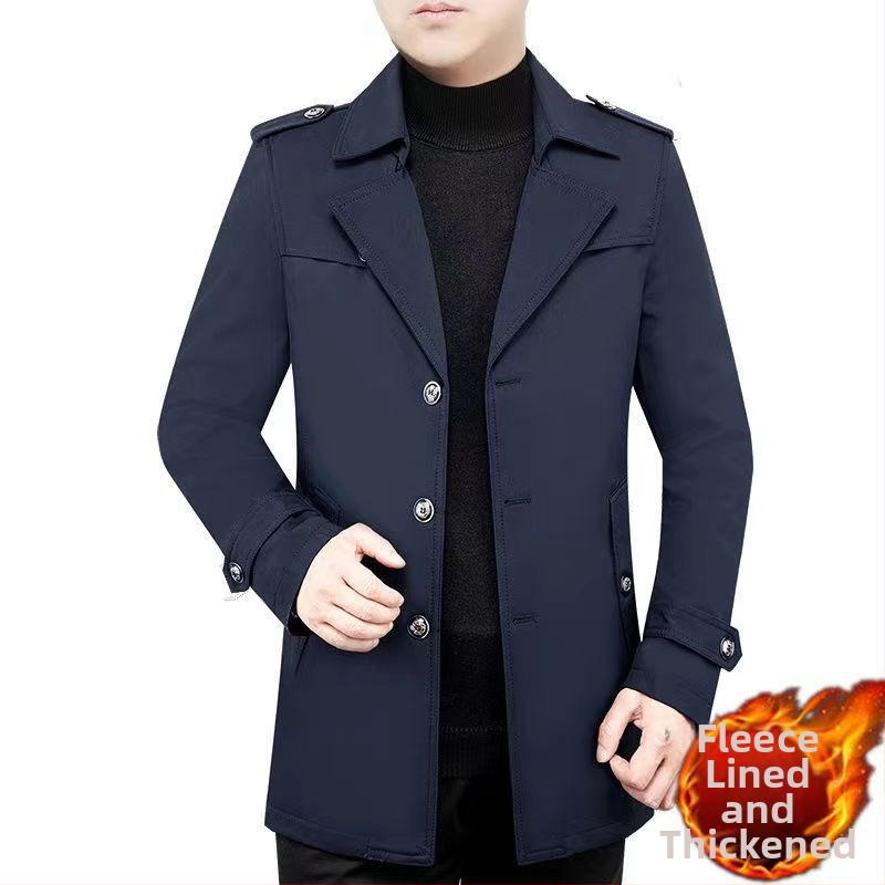 Παλτό με επένδυση φλίς, μεσαίου μήκους, με γιακά τύπου κοστουμιού, με λοξό φερμουάρ, με ζώνη, για τον χειμώνα