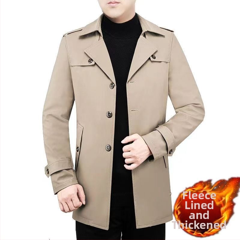 Παλτό με επένδυση φλίς, μεσαίου μήκους, με γιακά τύπου κοστουμιού, με λοξό φερμουάρ, με ζώνη, για τον χειμώνα