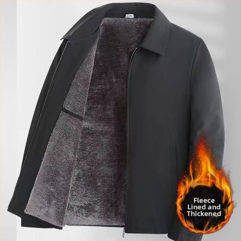 Παλτό με επένδυση φλίς, μεσαίου μήκους, με γιακά τύπου κοστουμιού, με λοξό φερμουάρ, με ζώνη, για τον χειμώνα