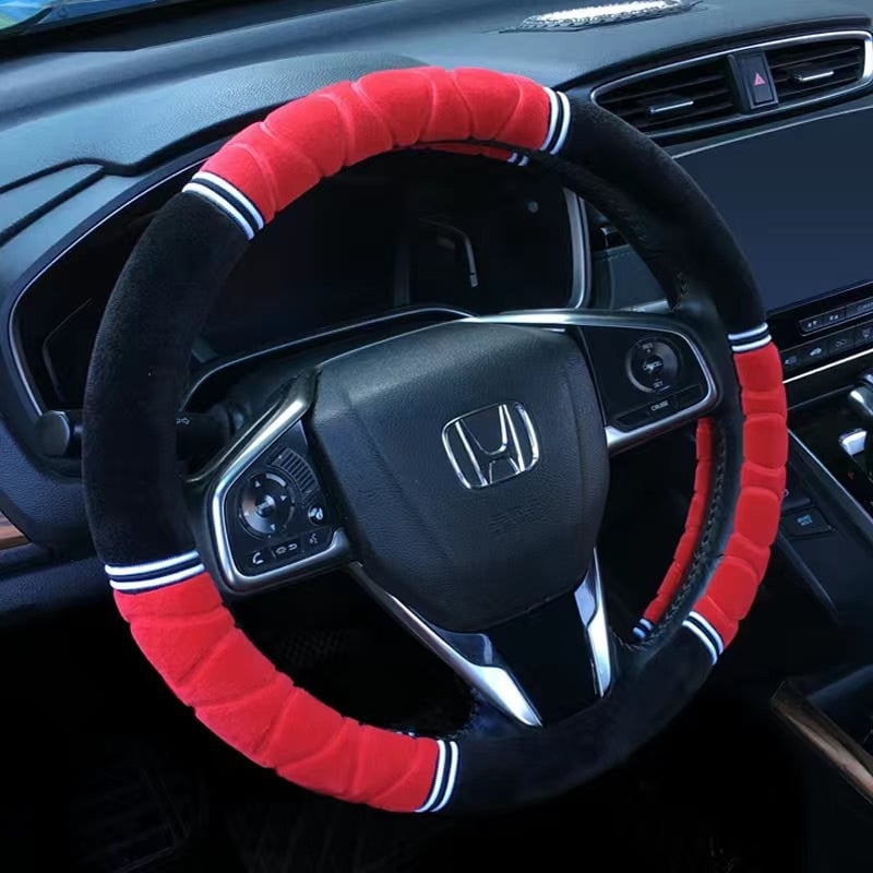 Покривка за волан от плюш, всесезонна, спортен стил, монтаж за специален автомобил