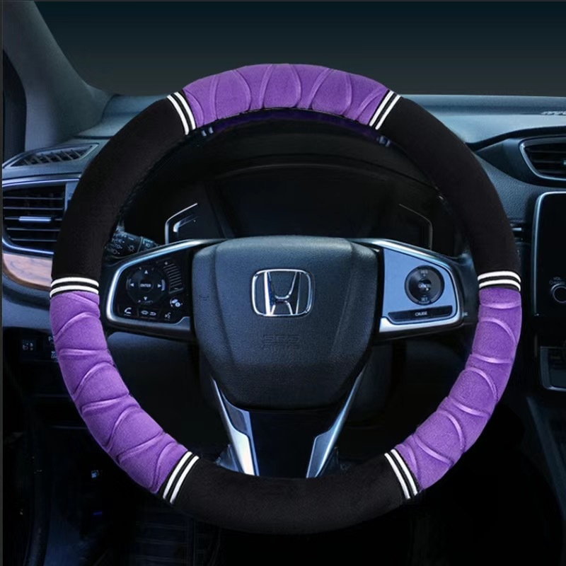Покривка за волан от плюш, всесезонна, спортен стил, монтаж за специален автомобил