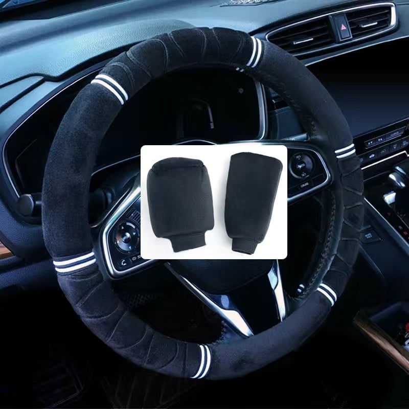Покривка за волан от плюш, всесезонна, спортен стил, монтаж за специален автомобил