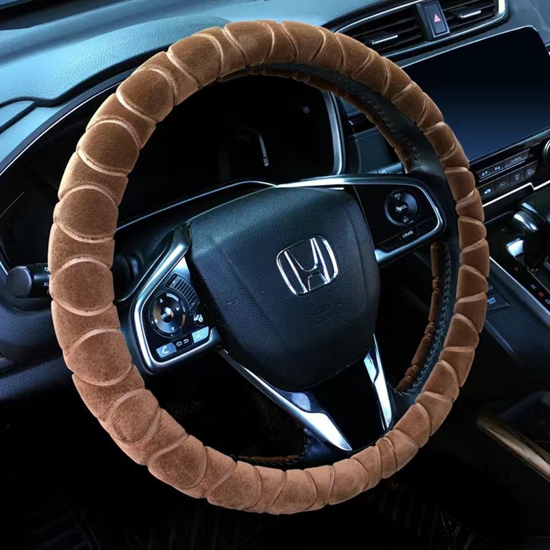 Покривка за волан от плюш, всесезонна, спортен стил, монтаж за специален автомобил