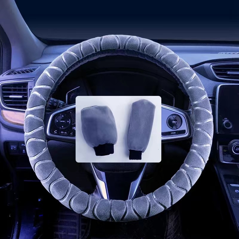 Покривка за волан от плюш, всесезонна, спортен стил, монтаж за специален автомобил