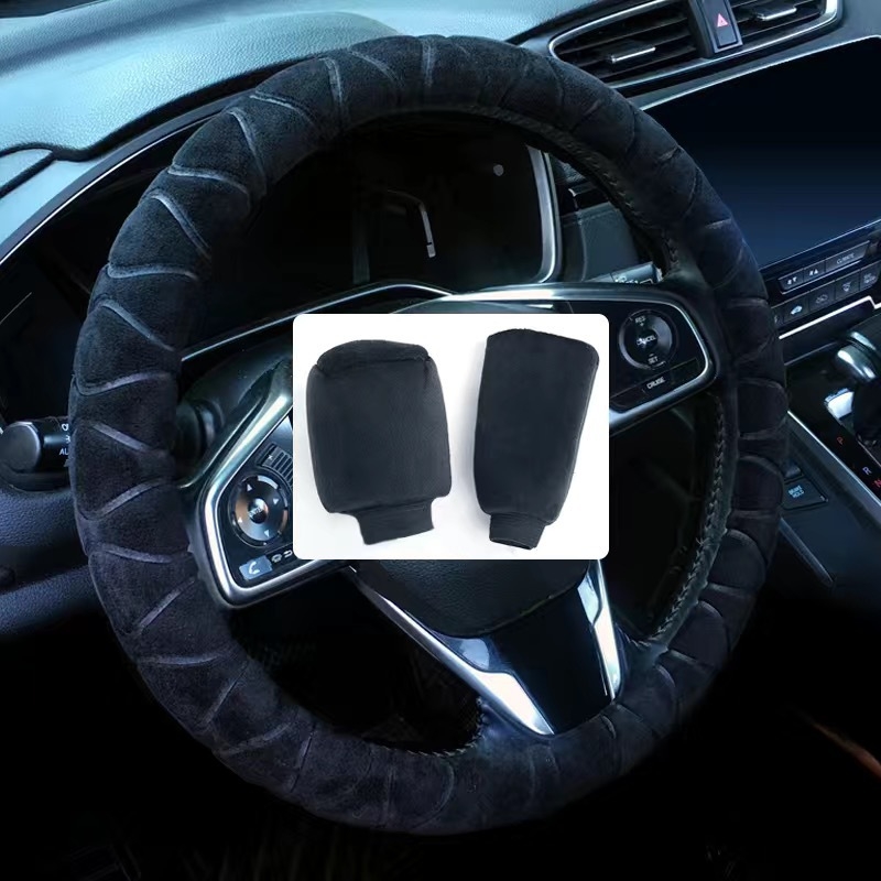 Покривка за волан от плюш, всесезонна, спортен стил, монтаж за специален автомобил