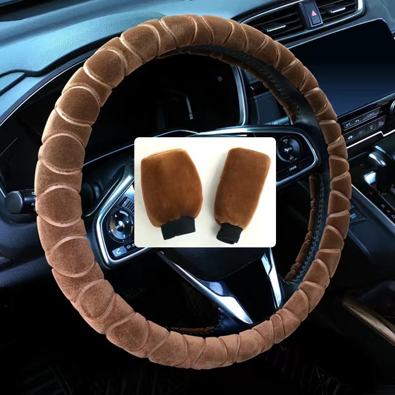 Покривка за волан от плюш, всесезонна, спортен стил, монтаж за специален автомобил