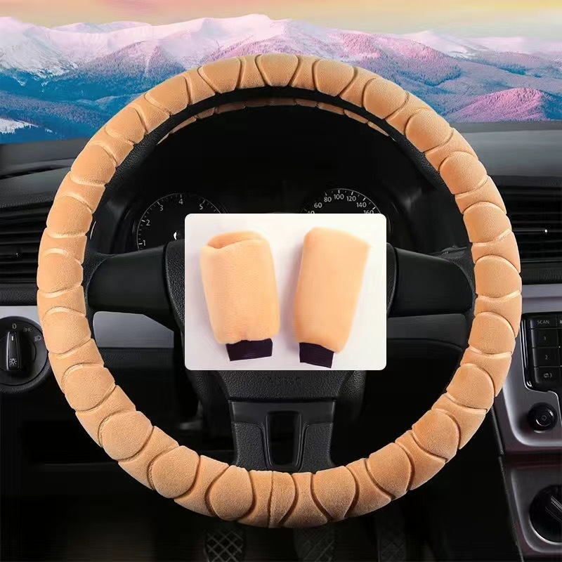 Покривка за волан от плюш, всесезонна, спортен стил, монтаж за специален автомобил