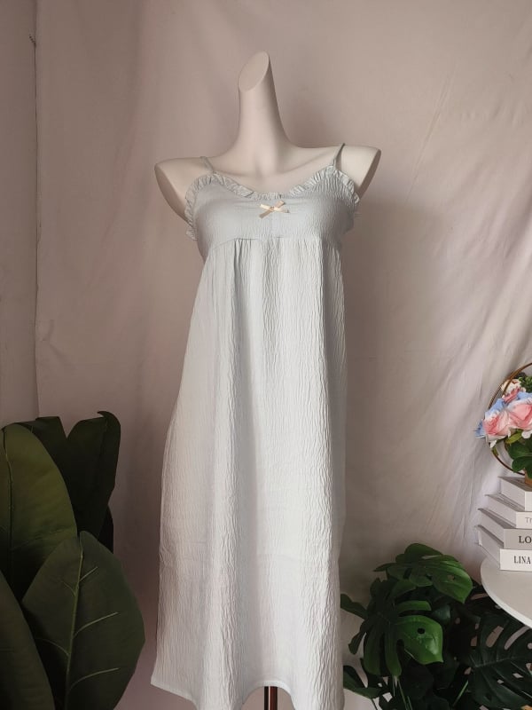 Cloud Cotton νυχτικό χωρίς μανίκια με στρογγυλή λαιμόκοψη, μακριά φούστα, ελαφριά ενδυμασία για χαλάρωση στο σπίτι