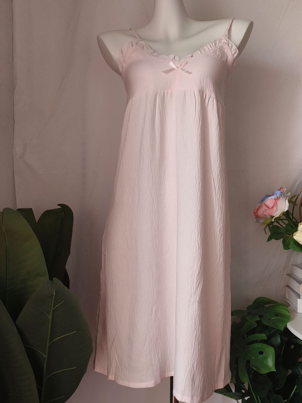 Cloud Cotton νυχτικό χωρίς μανίκια με στρογγυλή λαιμόκοψη, μακριά φούστα, ελαφριά ενδυμασία για χαλάρωση στο σπίτι