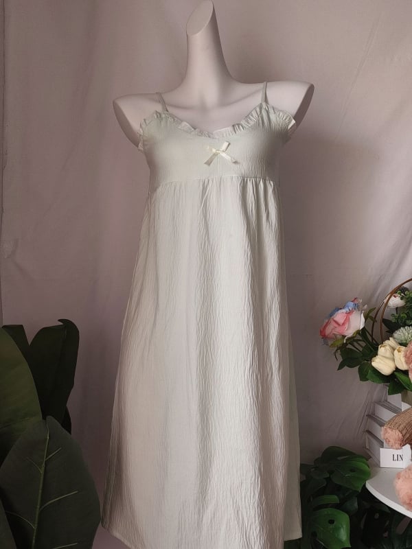 Cloud Cotton νυχτικό χωρίς μανίκια με στρογγυλή λαιμόκοψη, μακριά φούστα, ελαφριά ενδυμασία για χαλάρωση στο σπίτι