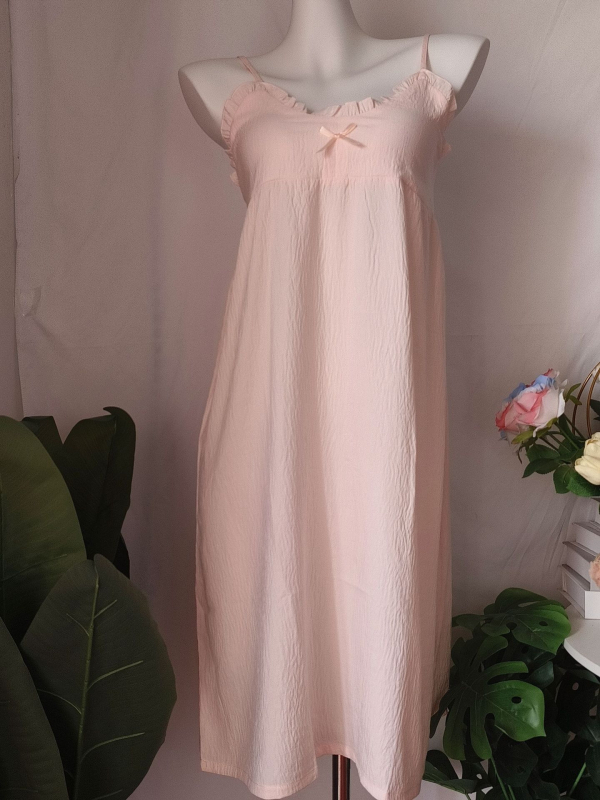 Cloud Cotton νυχτικό χωρίς μανίκια με στρογγυλή λαιμόκοψη, μακριά φούστα, ελαφριά ενδυμασία για χαλάρωση στο σπίτι