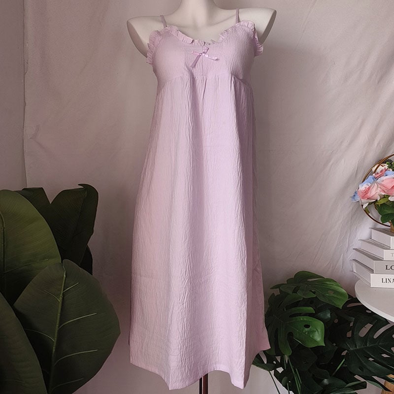 Cloud Cotton νυχτικό χωρίς μανίκια με στρογγυλή λαιμόκοψη, μακριά φούστα, ελαφριά ενδυμασία για χαλάρωση στο σπίτι